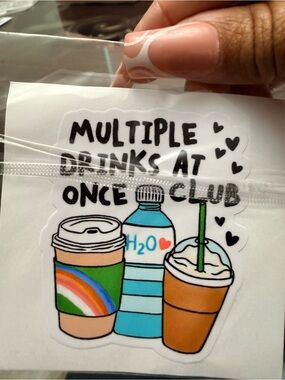 Multiple Drinks At Once Club Sticker - Colorful Beverage Illustration